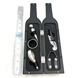 Black Wine Bottle Shaped Bar Tool Set
